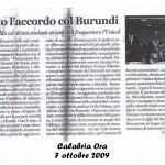 Firmato l'accordo col burundi