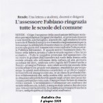 l'assessore Fabiano ringrazia le scuole