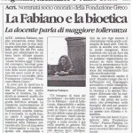 La Fabiano e la bioetica